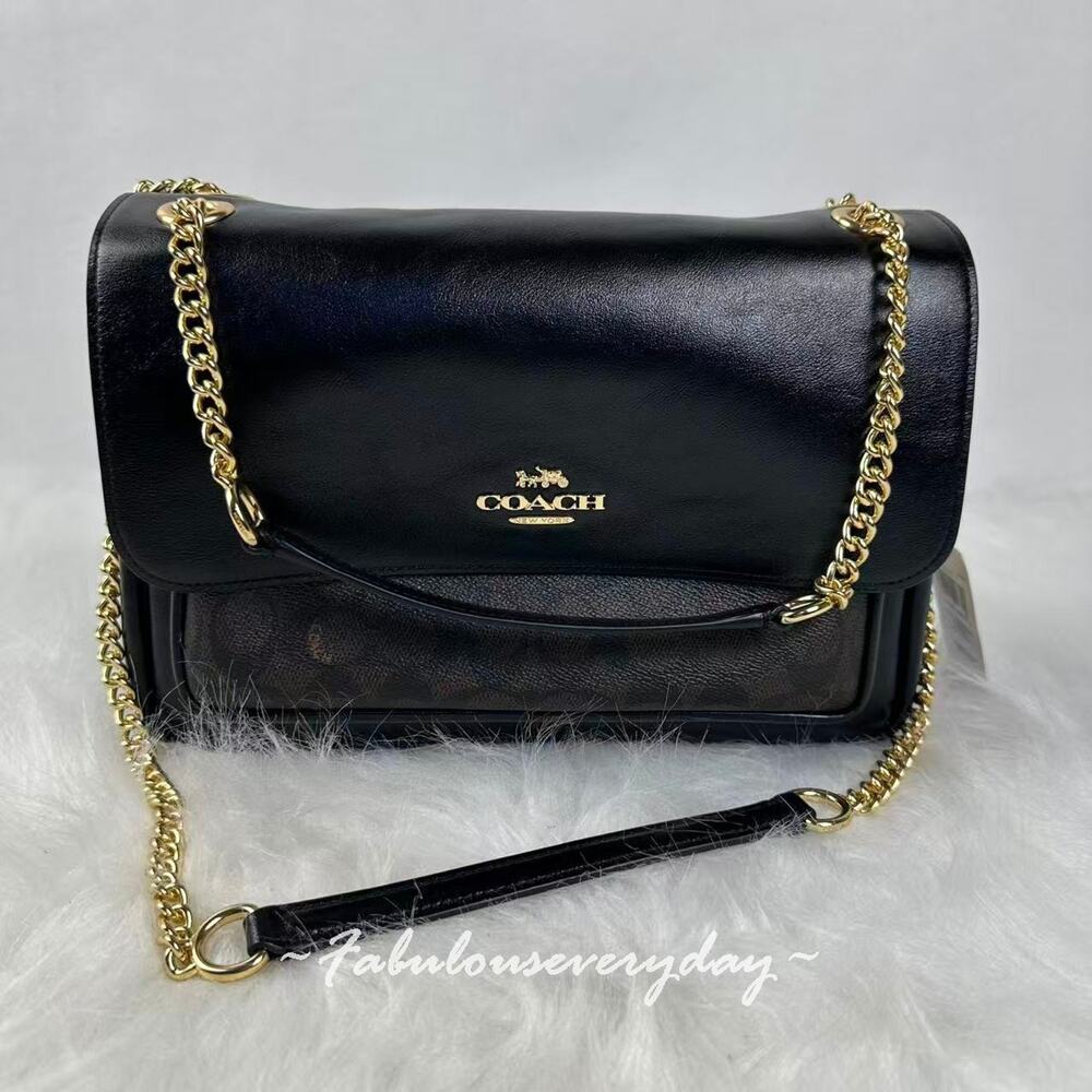 Coach Elodie Crossbody Bag In Signature Canvas/Gold/Walnut/Black CCF10 NWT
